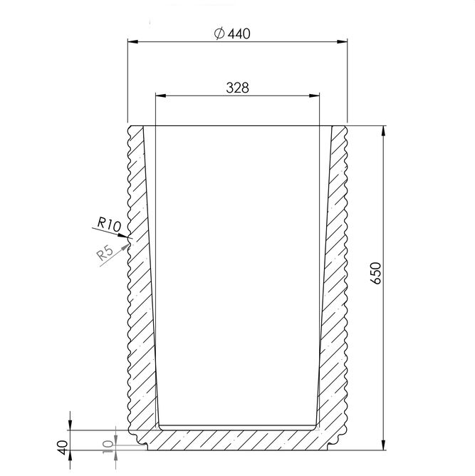 Кашпо из бетона LINE «d440*h650mm» черный